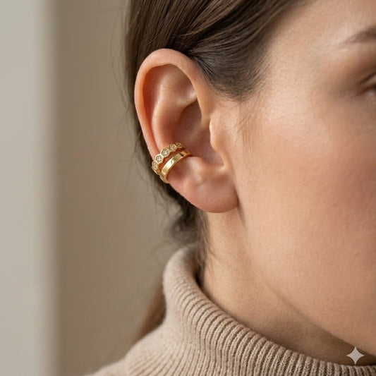 Golden Hexagon Dual Cartilage Cuff ⬡💛C