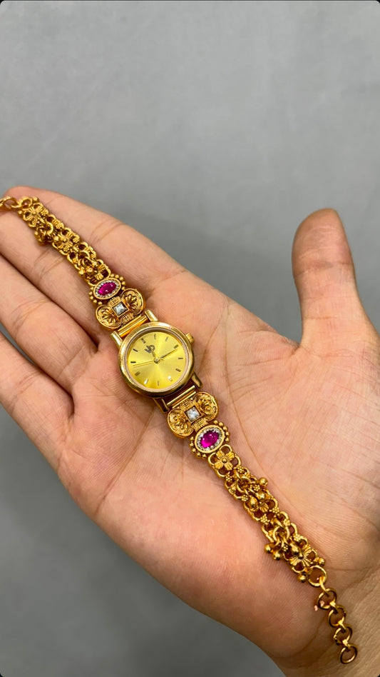 Royal Ruby Gold Watch Bracelet