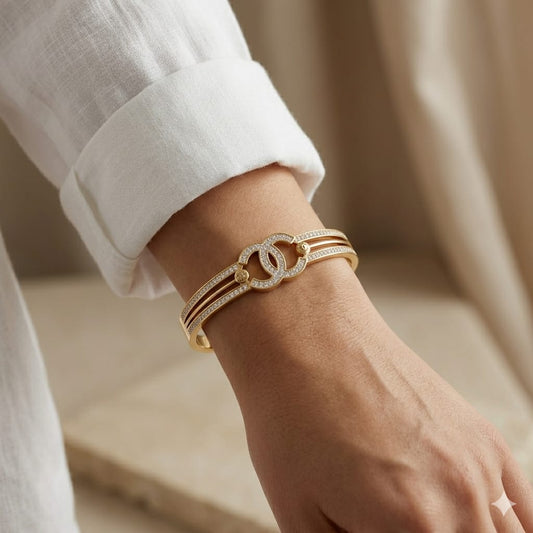 Chanel-Inspired Double C Diamond Bangle