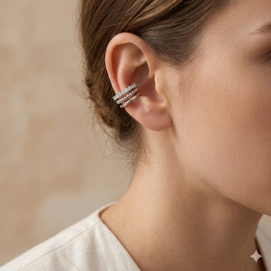 The Silver Starlight Triple-Band Ear Cuff 💫🤍