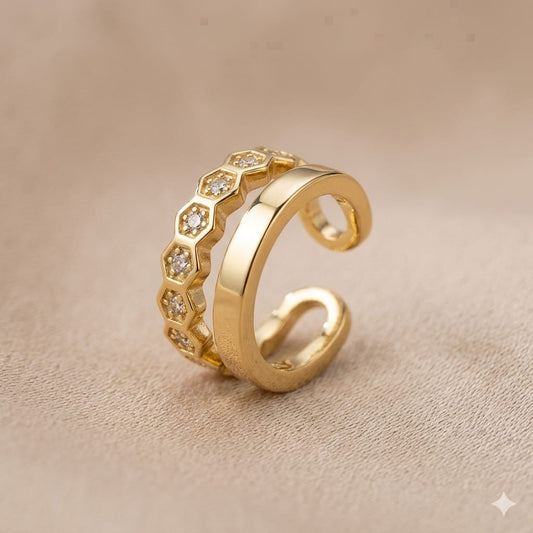 Golden Hexagon Dual Cartilage Cuff ⬡💛C