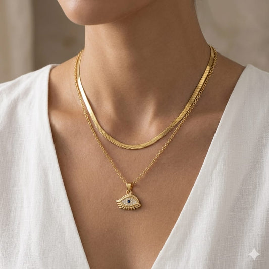 Aura Celestial Protective Eye Double Chain 💙💛