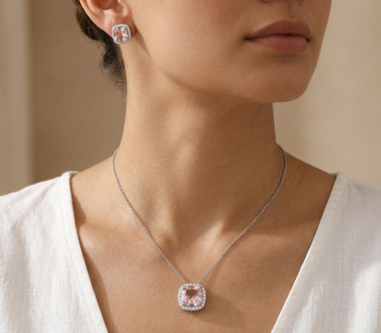 Blush Radiance Cushion Necklace Set