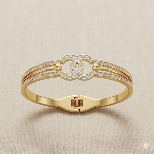 Chanel-Inspired Double C Diamond Bangle