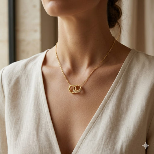 Golden Duo Ring Pavé Pendant Necklace 💛💎