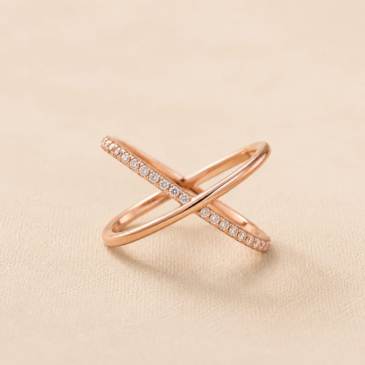 Rose Gold Criss-Cross Diamond Ring 🌸💎