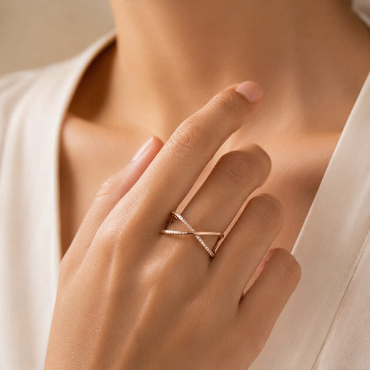 Rose Gold Criss-Cross Diamond Ring 🌸💎