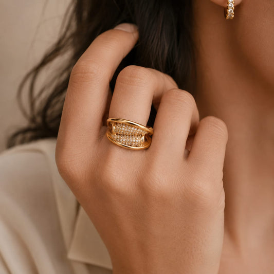 Golden Cushion Barrel Diamond Ring 💫💍